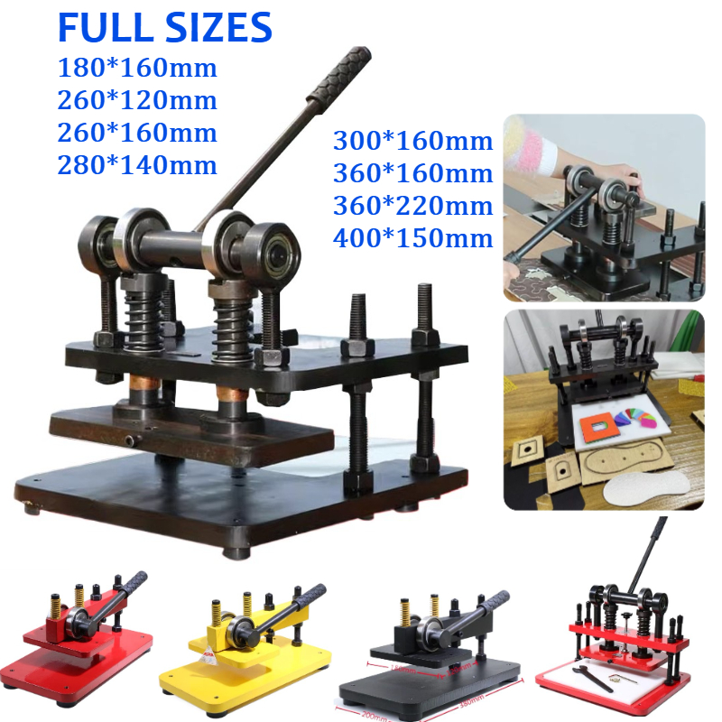 Leatherwork Machine - เครื่องตัดหนังขนาดใหญ่ พร้อมแผ่นลายนูน แบบแมนนวล แกนคู่ สำหรับตัดวัสดุหลากหลายชนิด