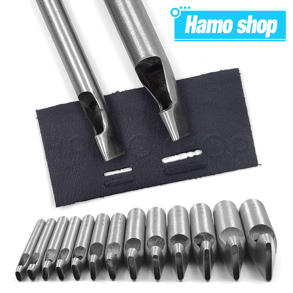 Rivet Setter Tool - เครื่องเจาะรูหนังรูปวงรีขนาด 2 มม./3 มม. เครื่องมือเจาะรูหนังเหล็กกล้า เครื่องเจาะรูกลวงสำหรับงานฝีมือ